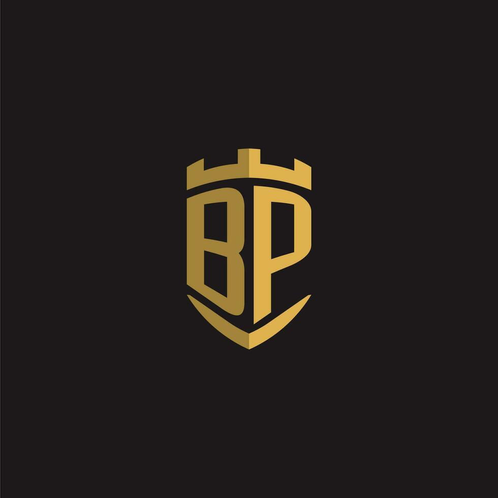 Initials BP logo monogram with shield style design vector