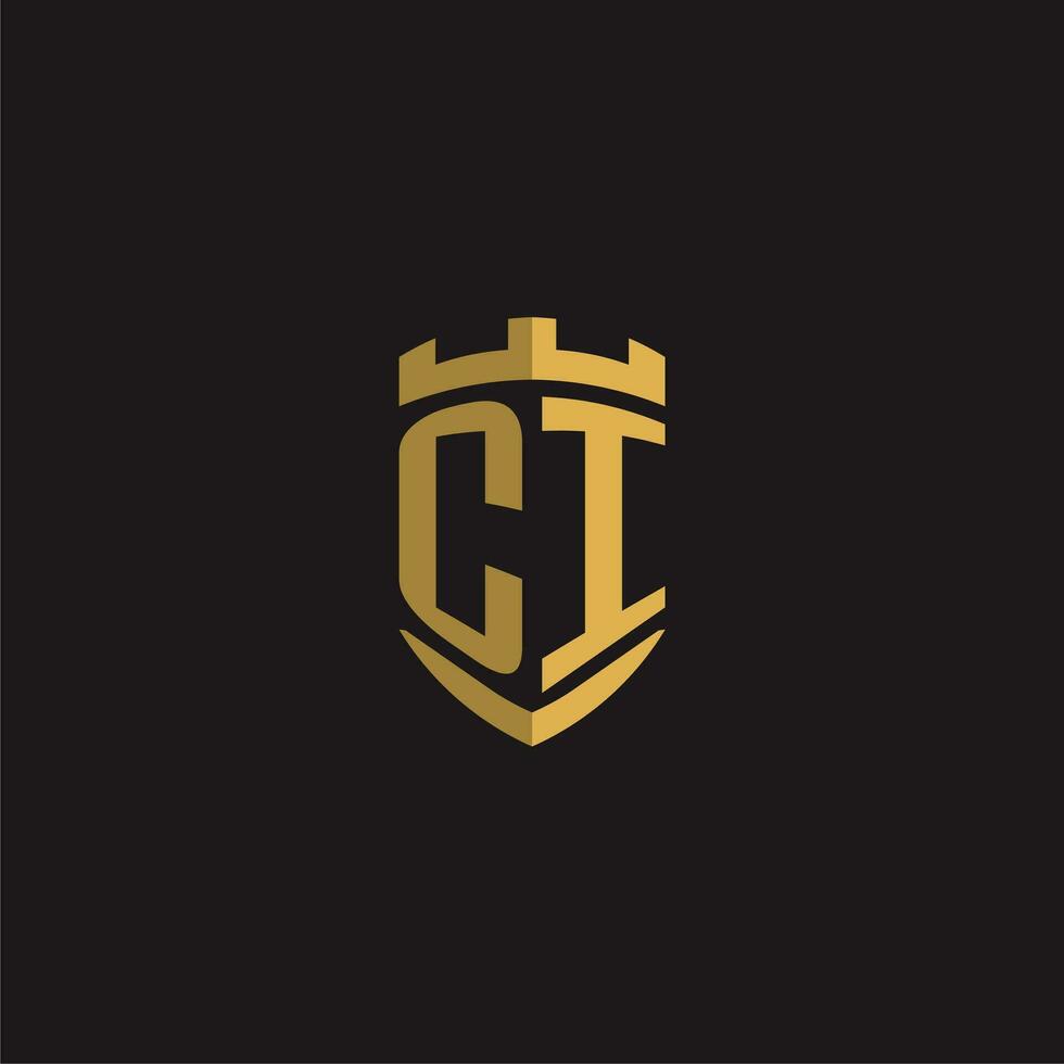 Initials CI logo monogram with shield style design vector