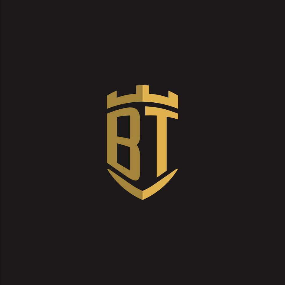 Initials BT logo monogram with shield style design vector