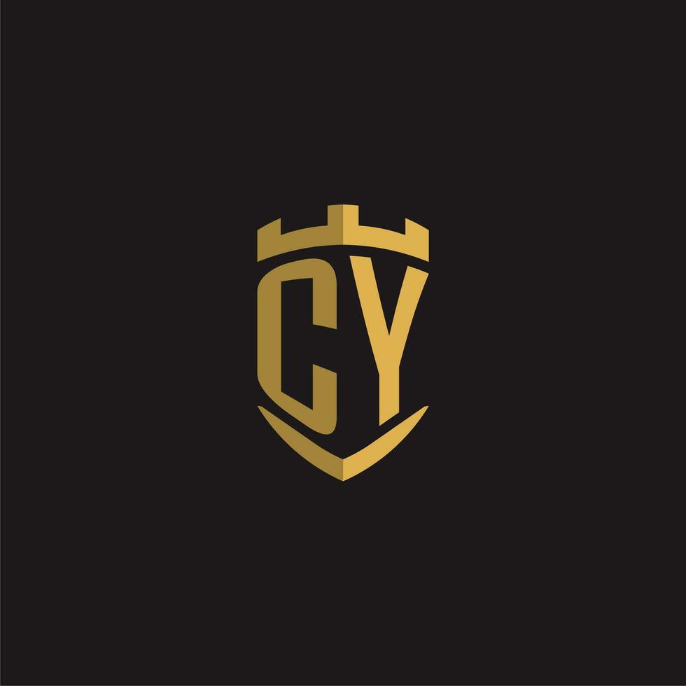 Initials CY logo monogram with shield style design vector