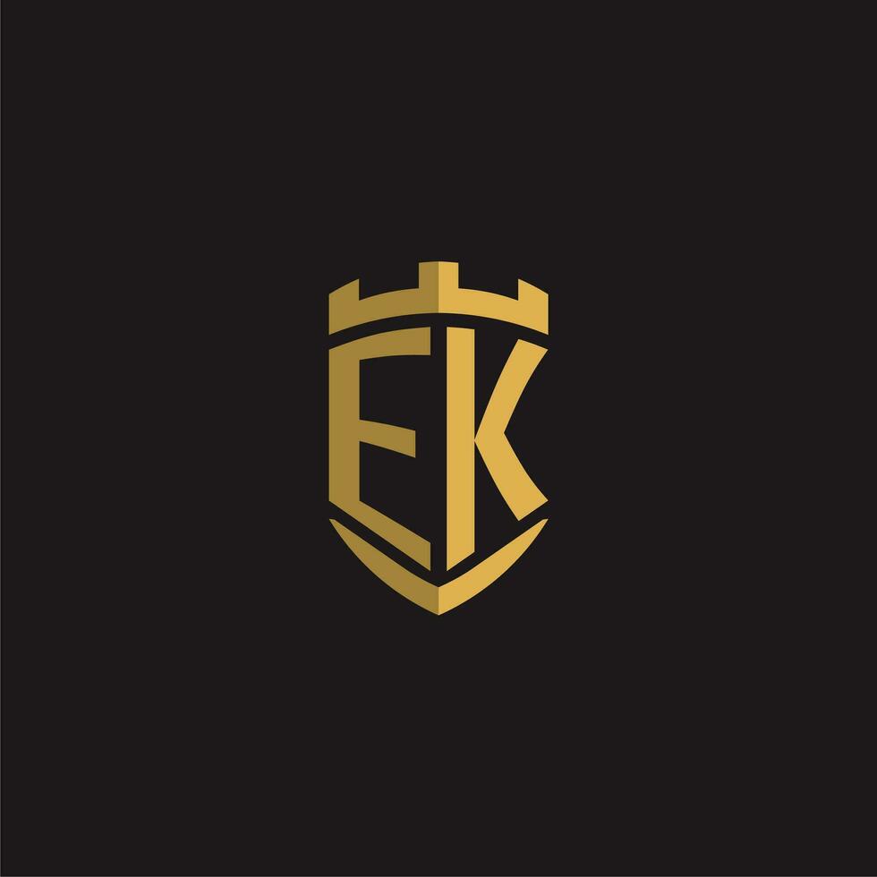 Initials EK logo monogram with shield style design vector