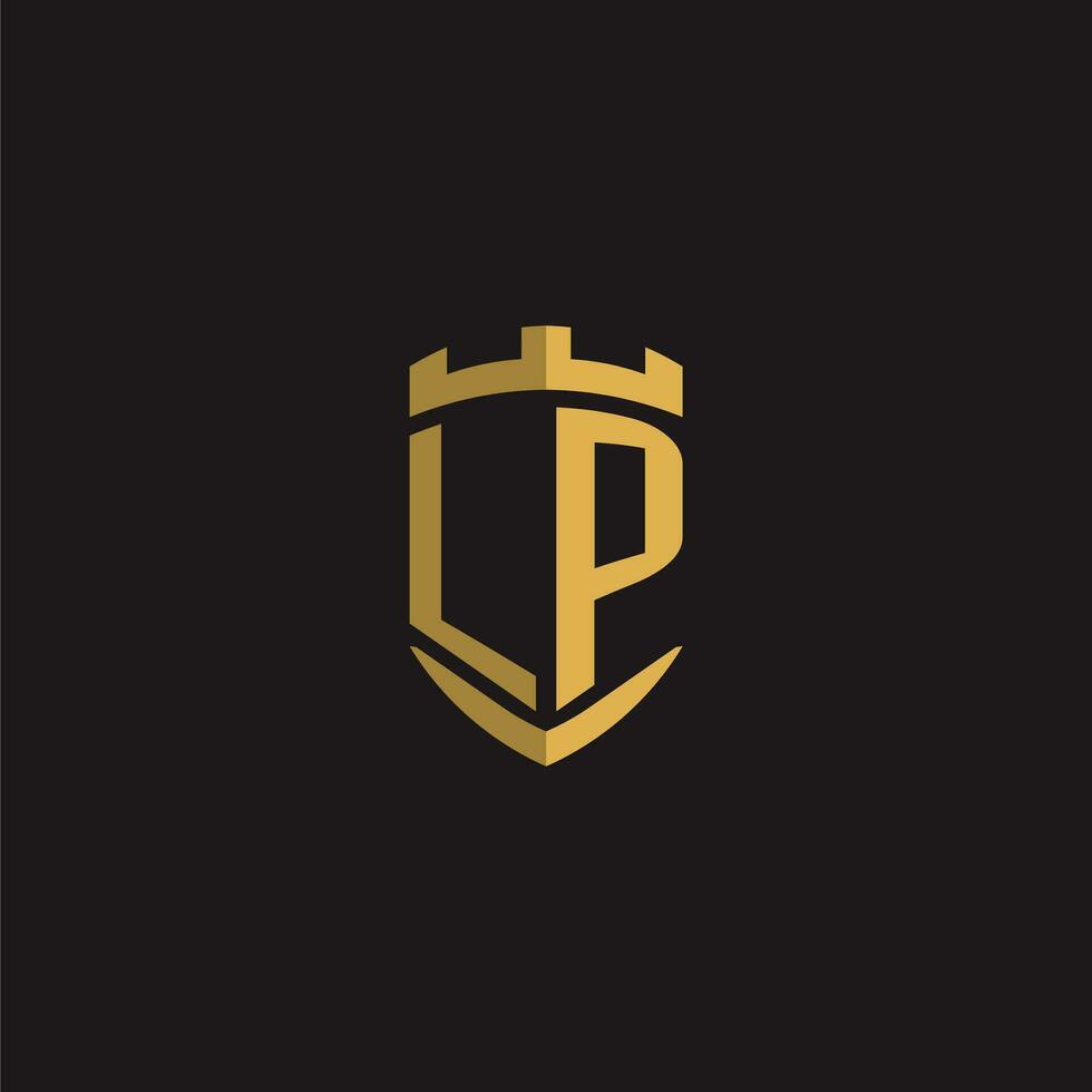 Initials LP logo monogram with shield style design vector