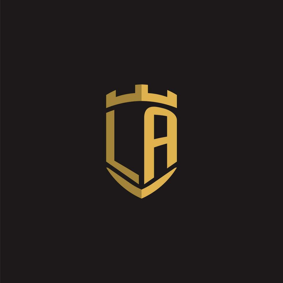 Initials LA logo monogram with shield style design vector