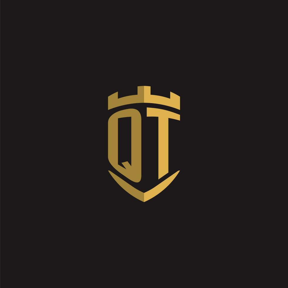 Initials QT logo monogram with shield style design vector