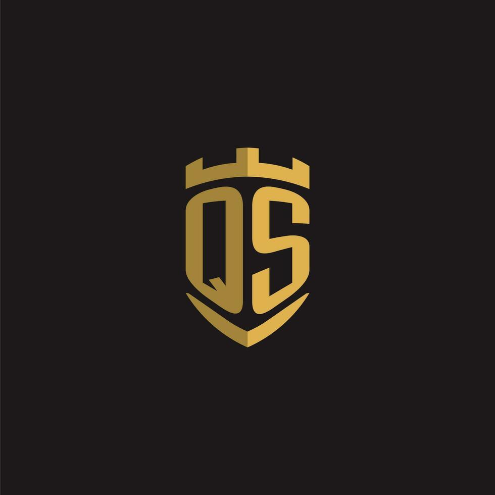 Initials QS logo monogram with shield style design vector