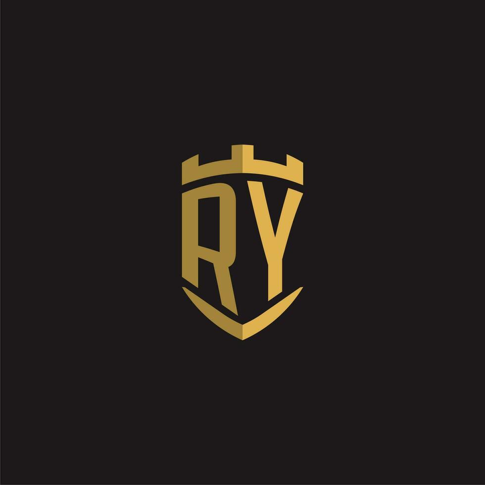 Initials RY logo monogram with shield style design vector