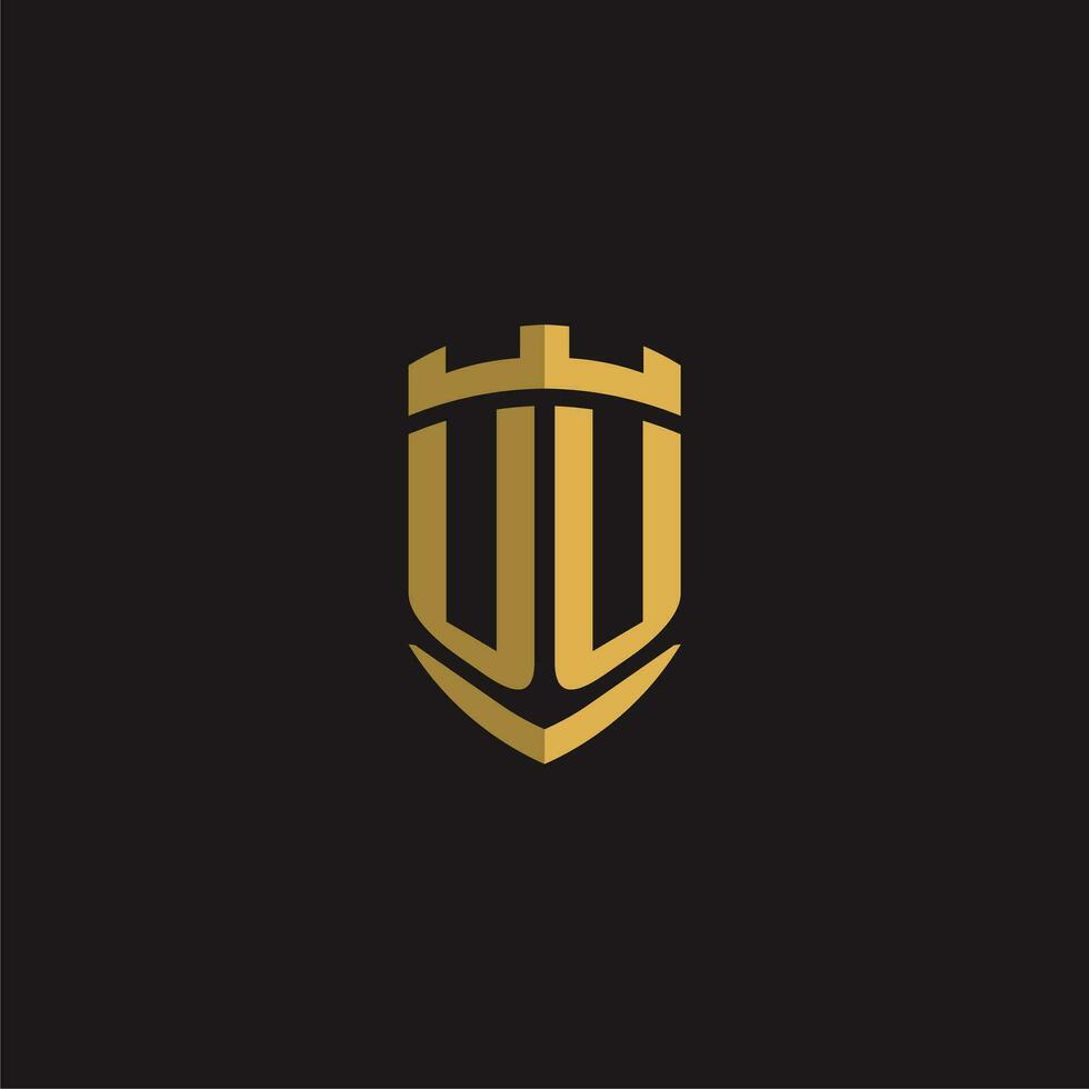 Initials UU logo monogram with shield style design vector