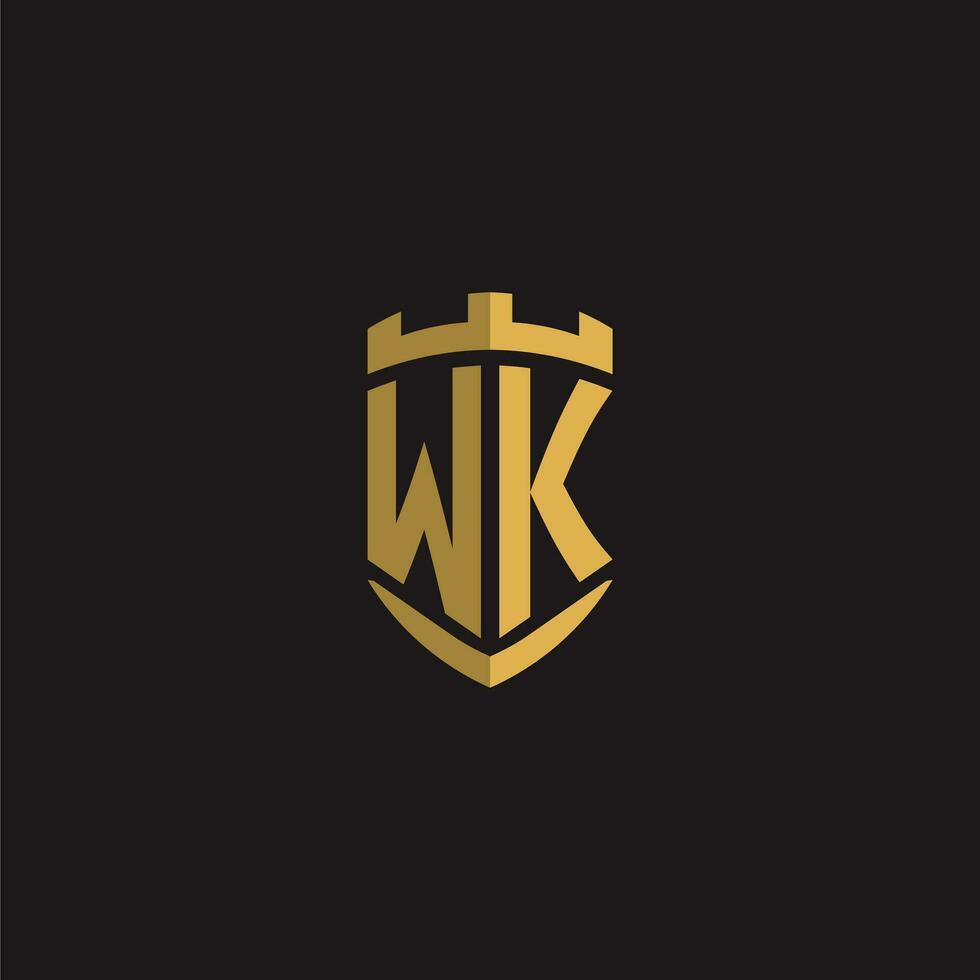 Initials WK logo monogram with shield style design vector