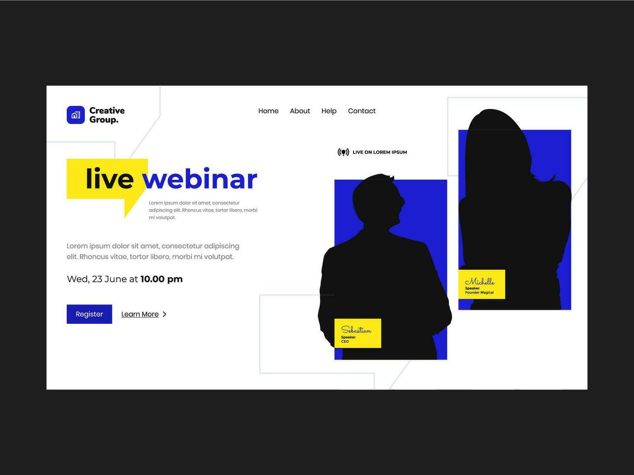 Live Webinar Landing Page UI Kit Template vector