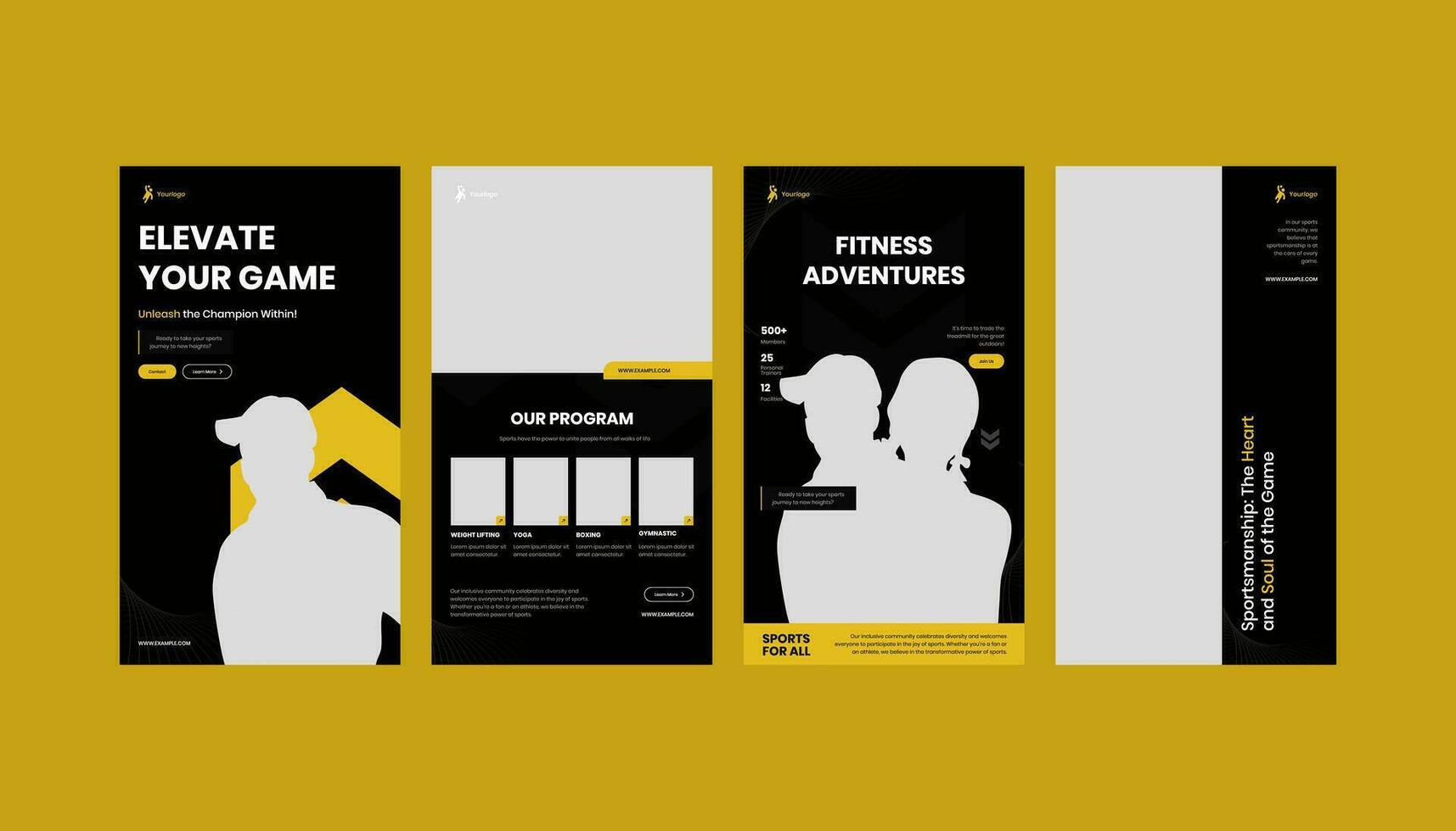 Sport Gym Fitness for Promotion with Standee, Roll up, Vertical Banner or Social Media Story Template vector