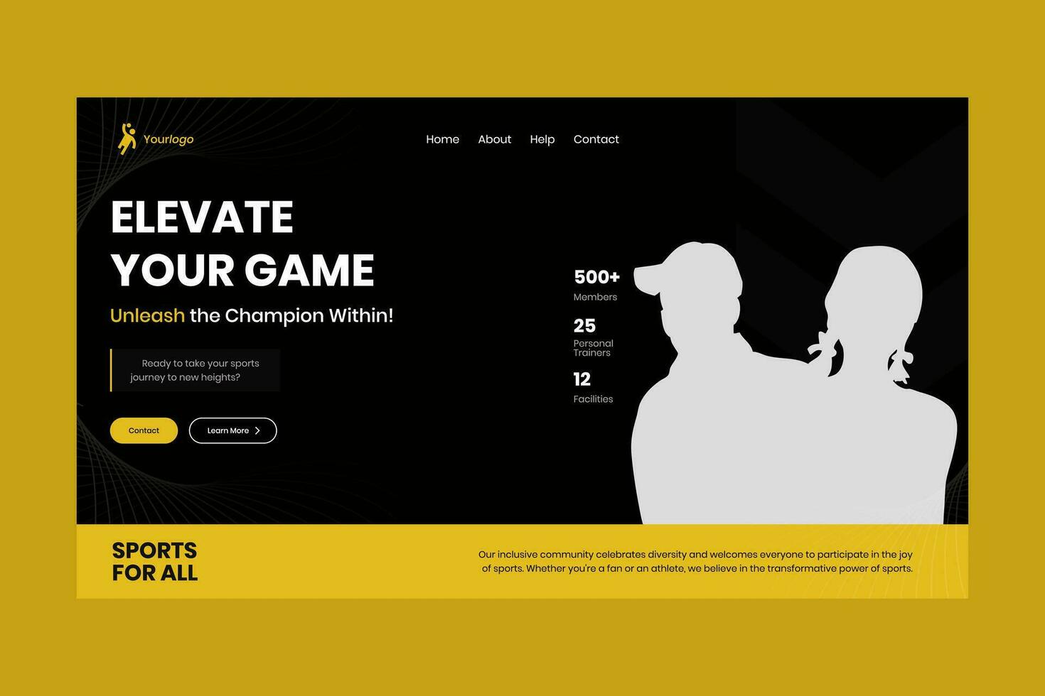 Sport Gym Fitness Landing Page UI Kit Template vector