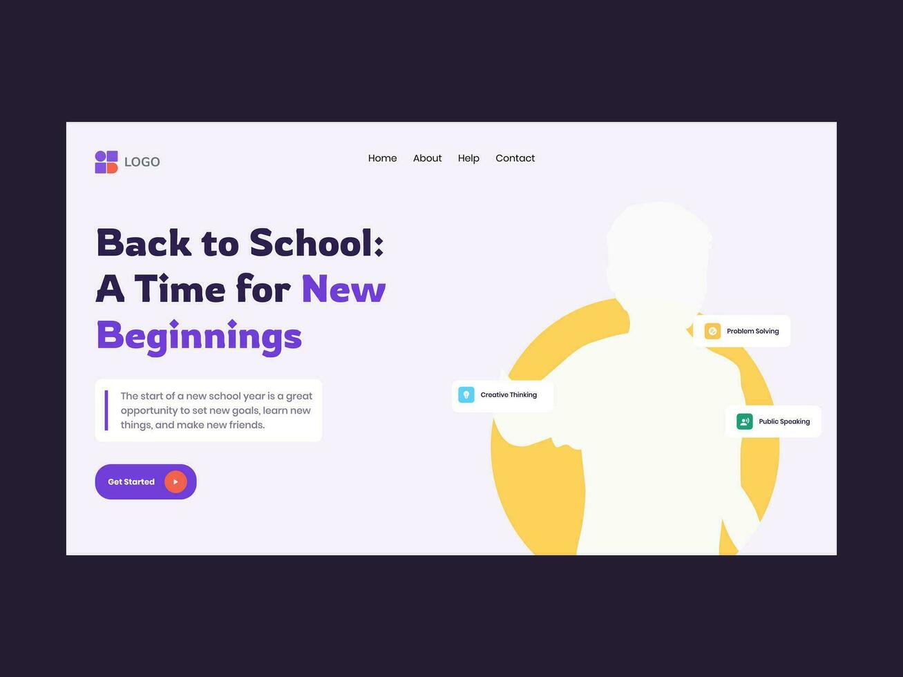 School Education Landing Page UI Kit Template vector