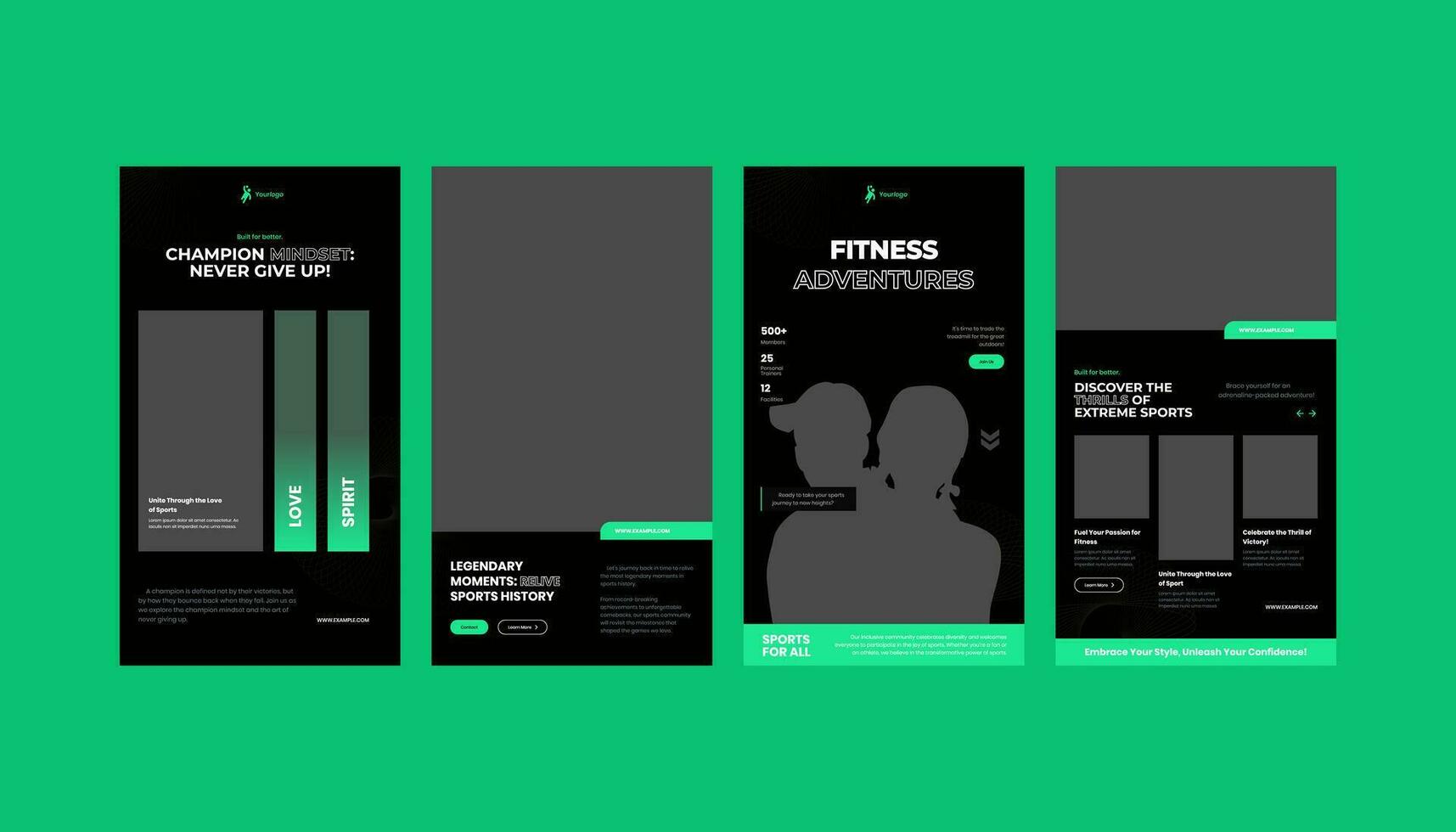 Sport Gym Fitness for Promotion with Standee, Roll up, Vertical Banner or Social Media Story Template vector