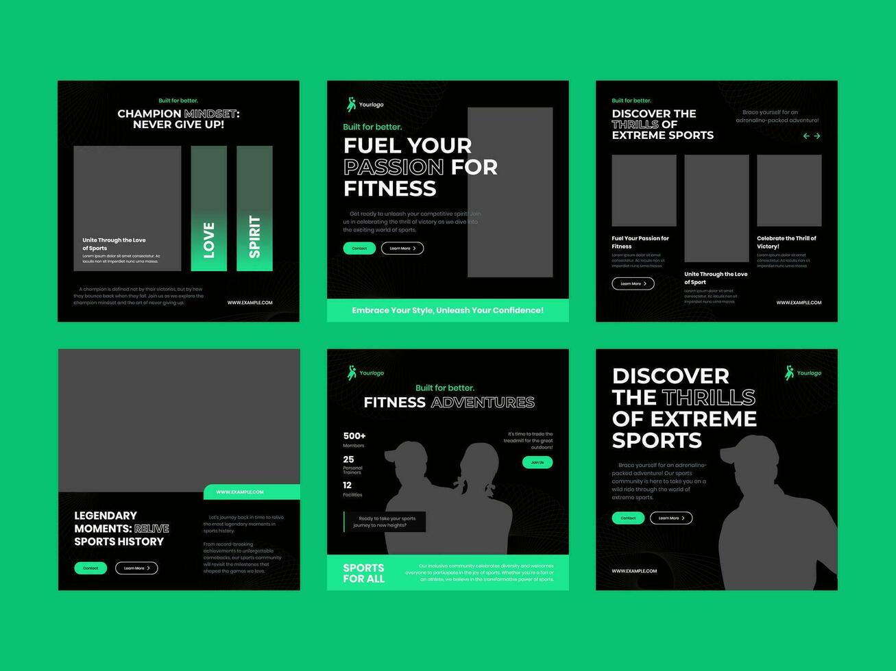 Sport Gym Fitness for Promotion with Square Banner or Social Media Post Feed Template vector