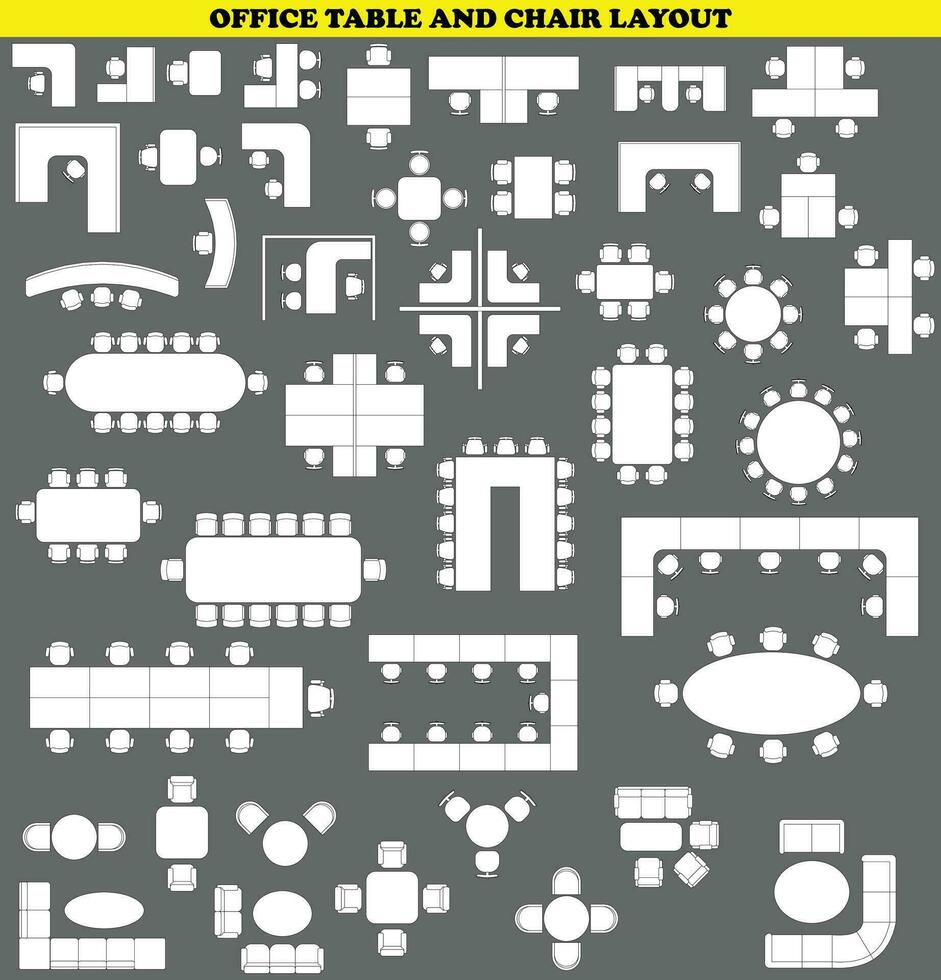 Illustration Vector Graphic of Office Table and Chair Layout Good for