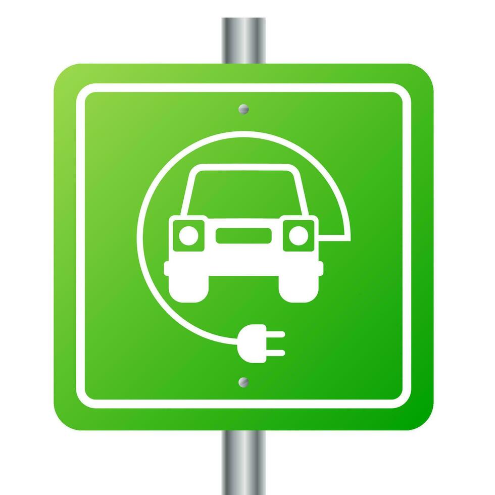 eléctrico coche y eléctrico cargando estación símbolo en un blanco antecedentes. vector ilustración.