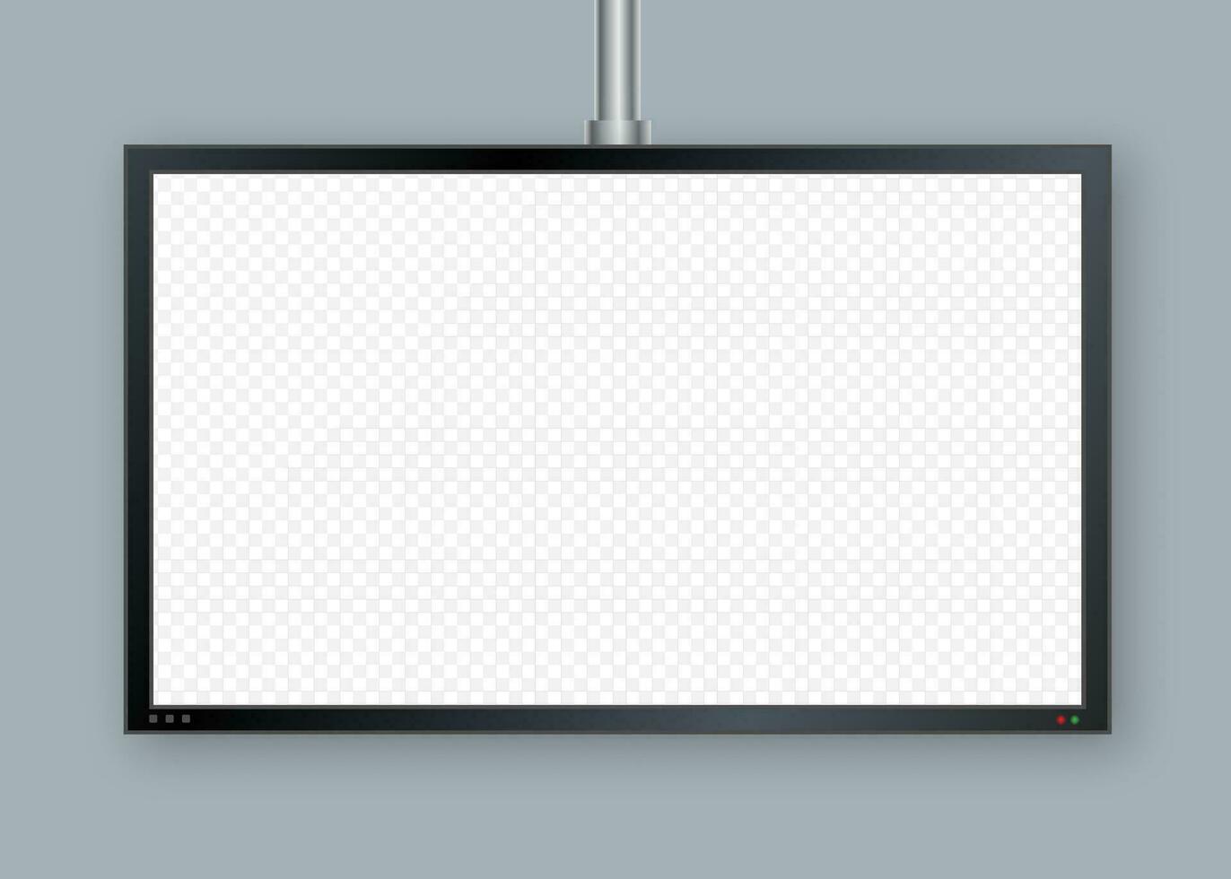 Flat monitor wall. Perspective vector. Vector icon. Media technology. Blank screen isolated. Black frame.