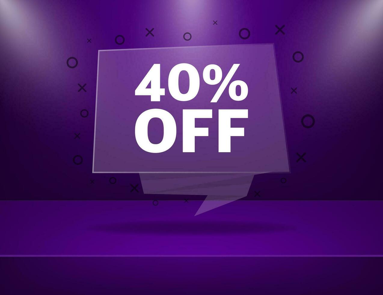 Trendy flat advertising with purple 40 percent discount flat badge for promo design. Poster badge. Business design. Vector illustration