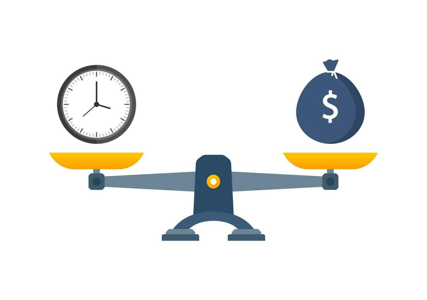 Education vs time on scales icon. Money and time balance on scale vector