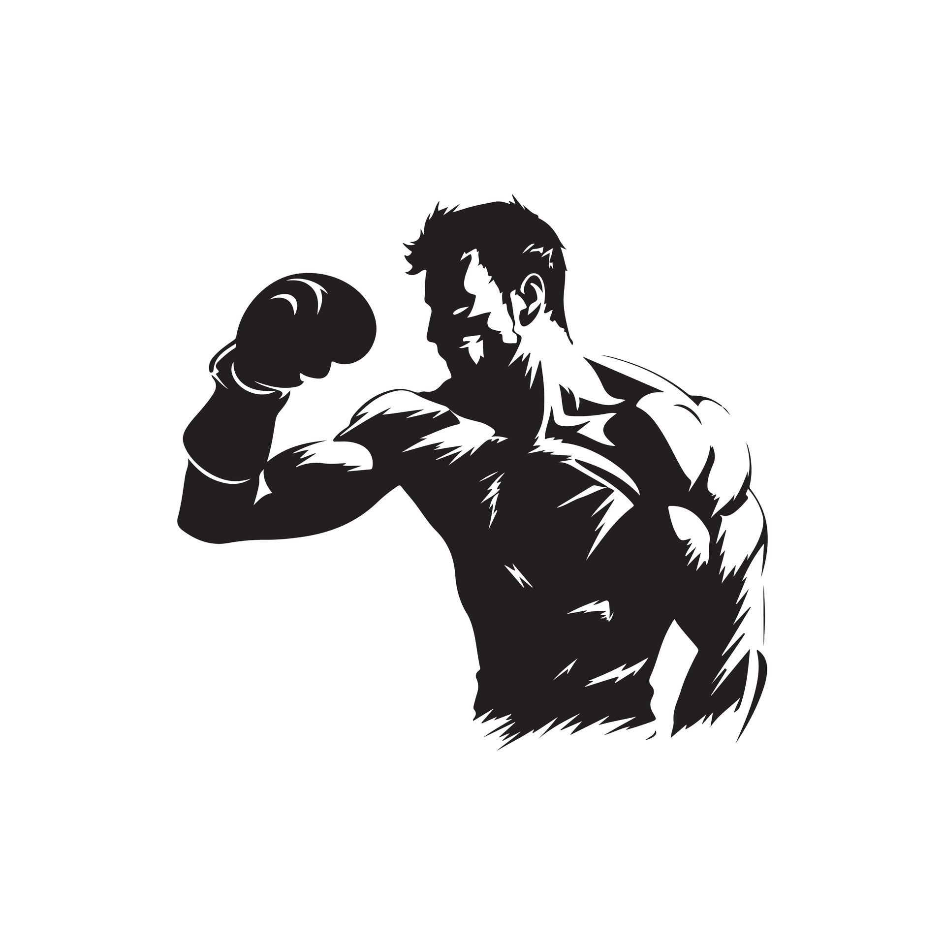 Icono de boxeador. hombre con guantes de boxeo y casco. signo de luchador