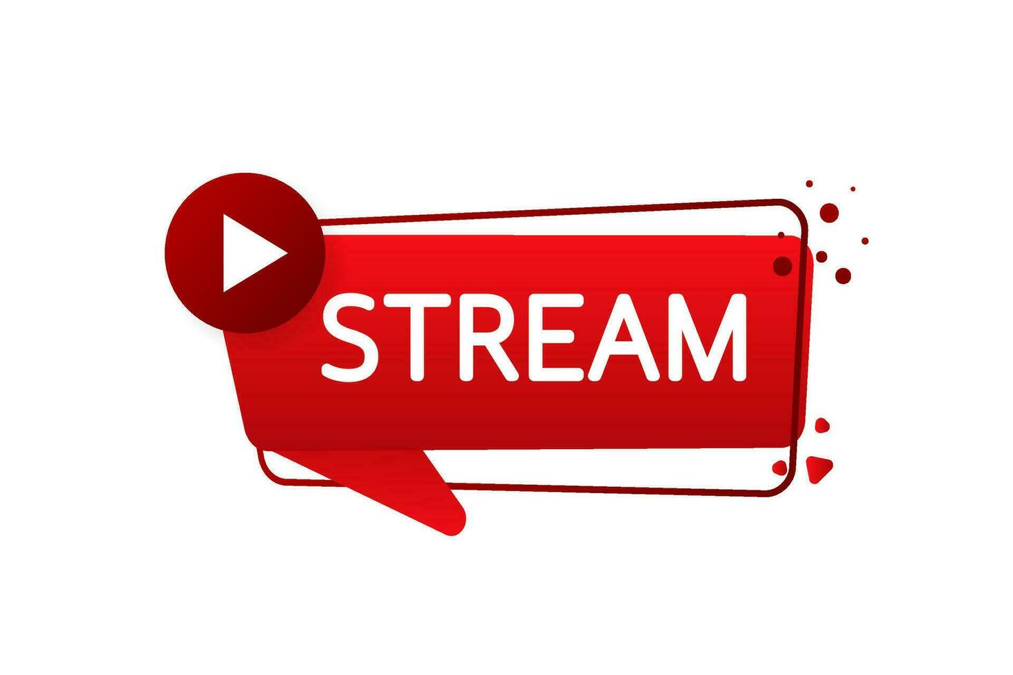 Banner with stream button for marketing design. Live stream logo. Play button icon vector illustration