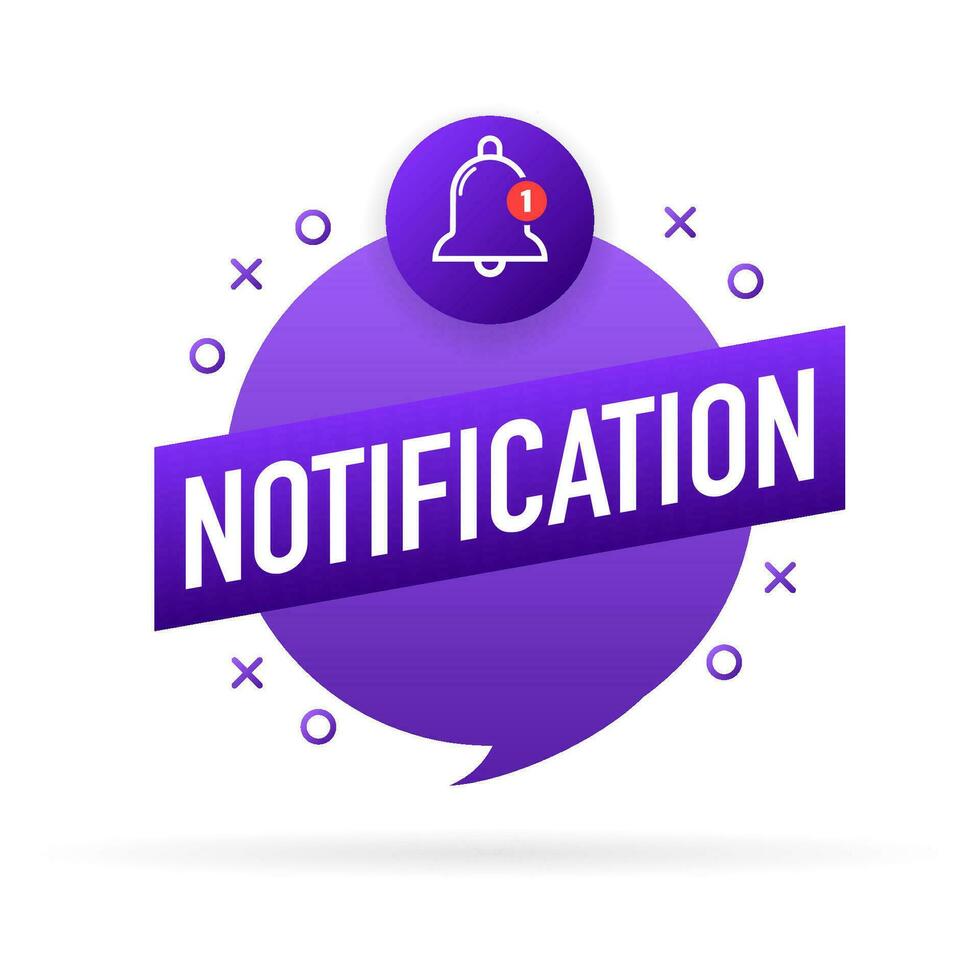 New notification bell icon. Cartoon blue illustration. Flat vector illustration