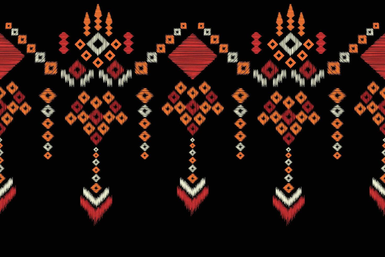 Ethnic Ikat fabric pattern geometric style.African Ikat embroidery Ethnic oriental pattern black background. Abstract,vector,illustration.Texture,clothing,frame,decoration,carpet,motif. vector