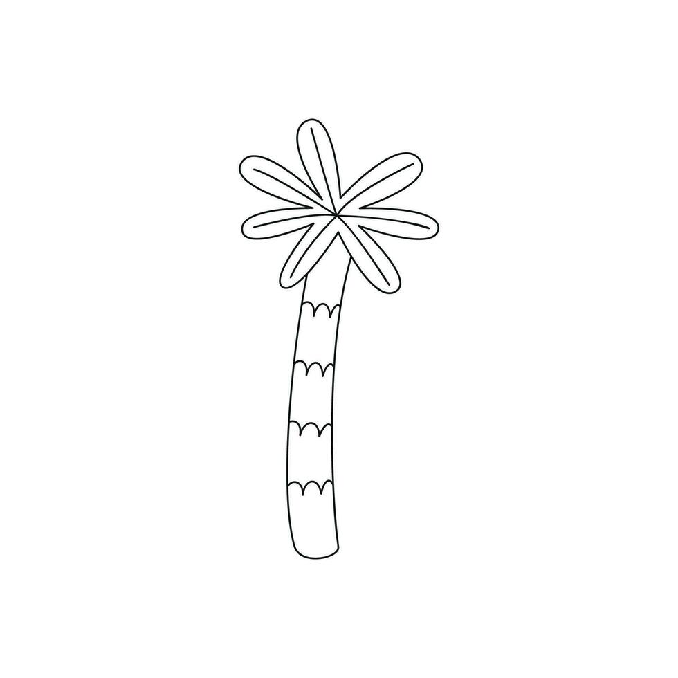 Hand drawn linear vector illustration of a palm tree