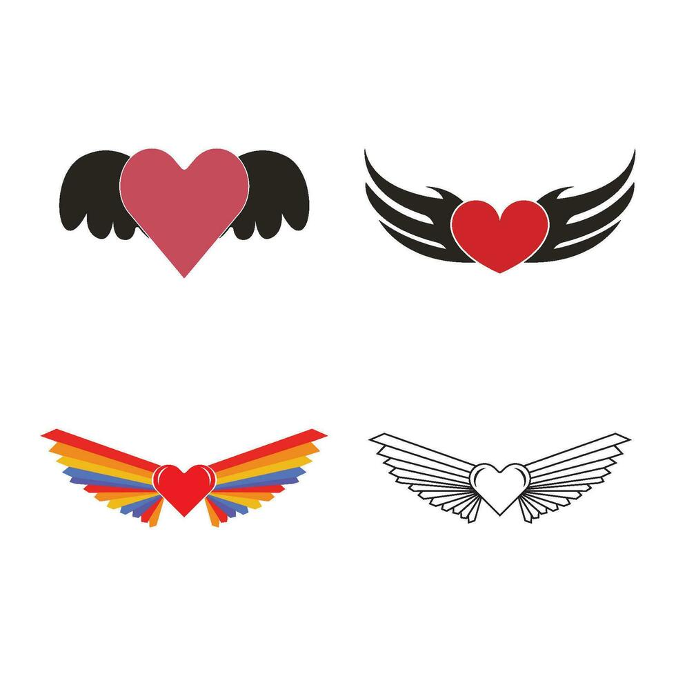 winged heart icon design vector