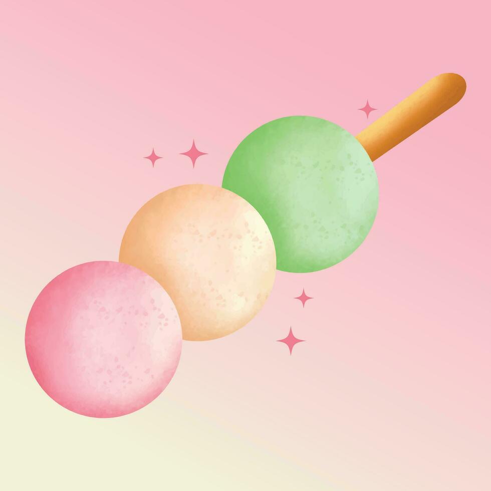 Free Dango watercolor illustration vector