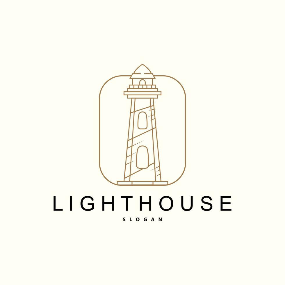 Lighthouse Logo, Beacon Vector Modern Simple Beach Searchlight Tower, Symbol Illustration Template