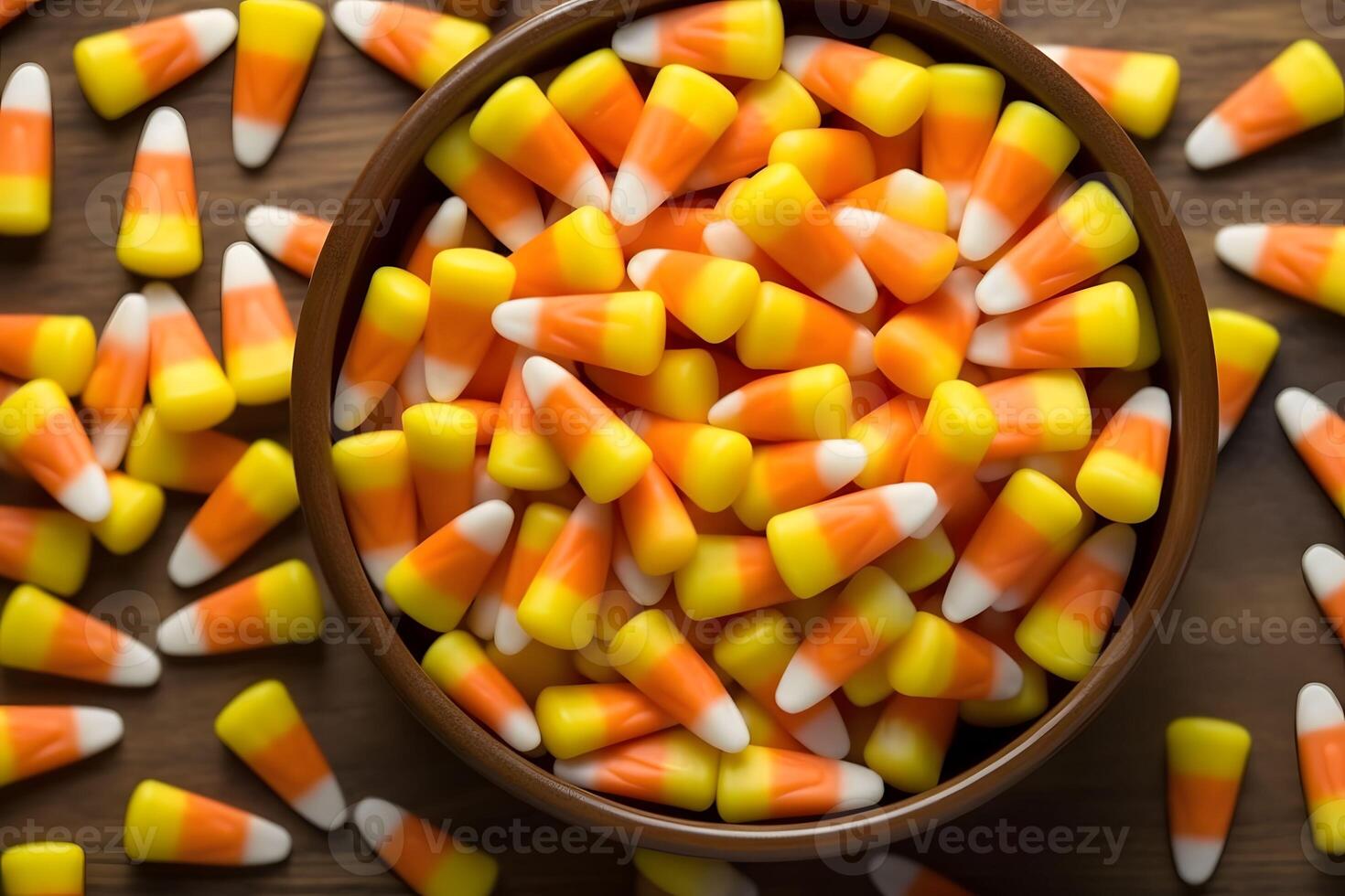 Candy Corn in a bowl AI Generative Image photo