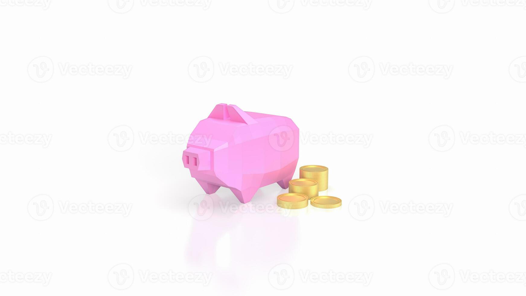 The piggy bank and gold coin for savings concept 3d rendering photo