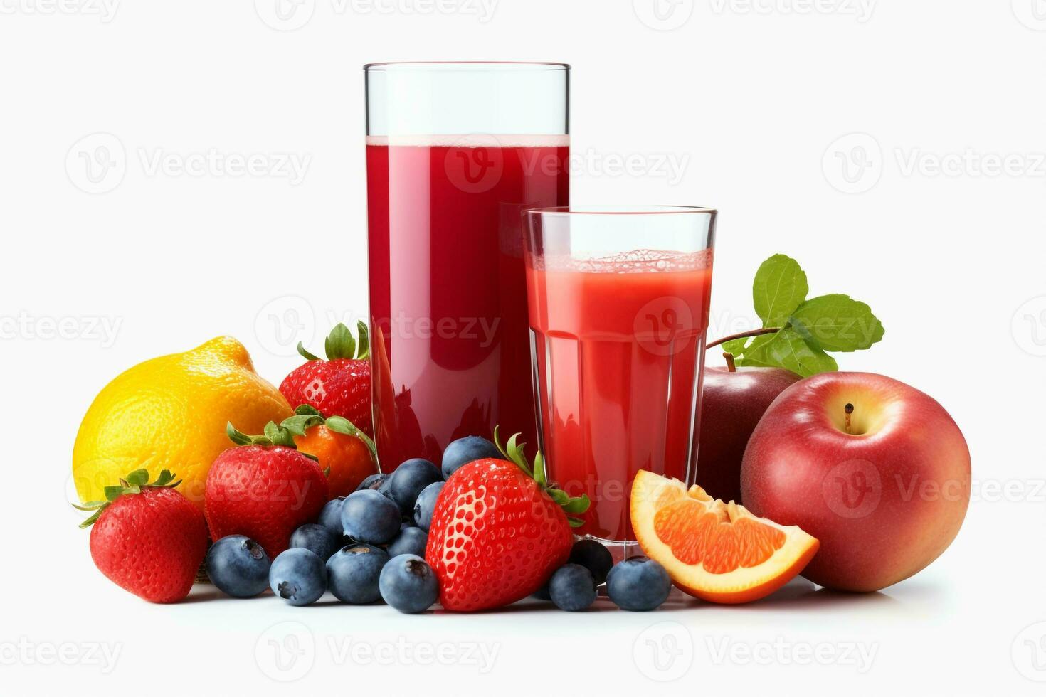 illustration of different fruit juices and smoothies photo