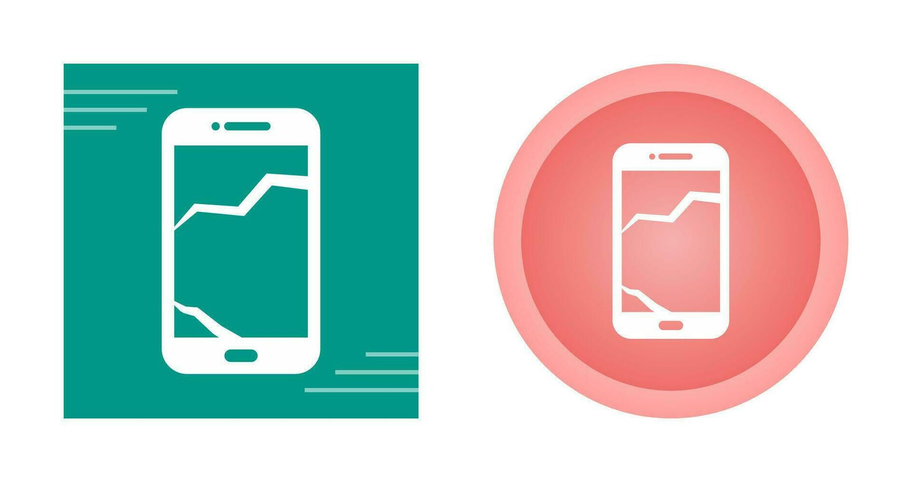 icono de vector de teléfono celular roto