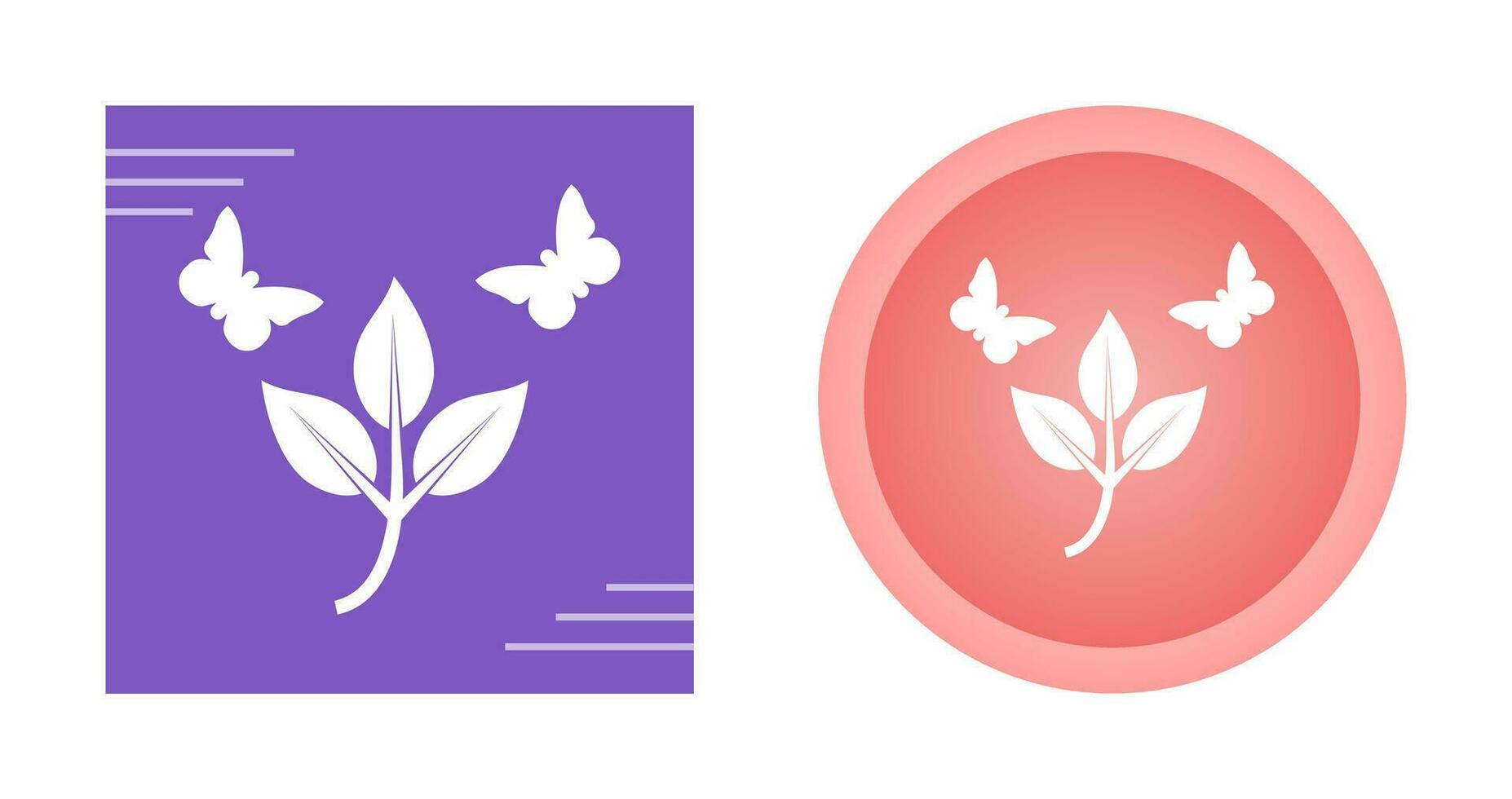 mariposas sobre plantas vector icono