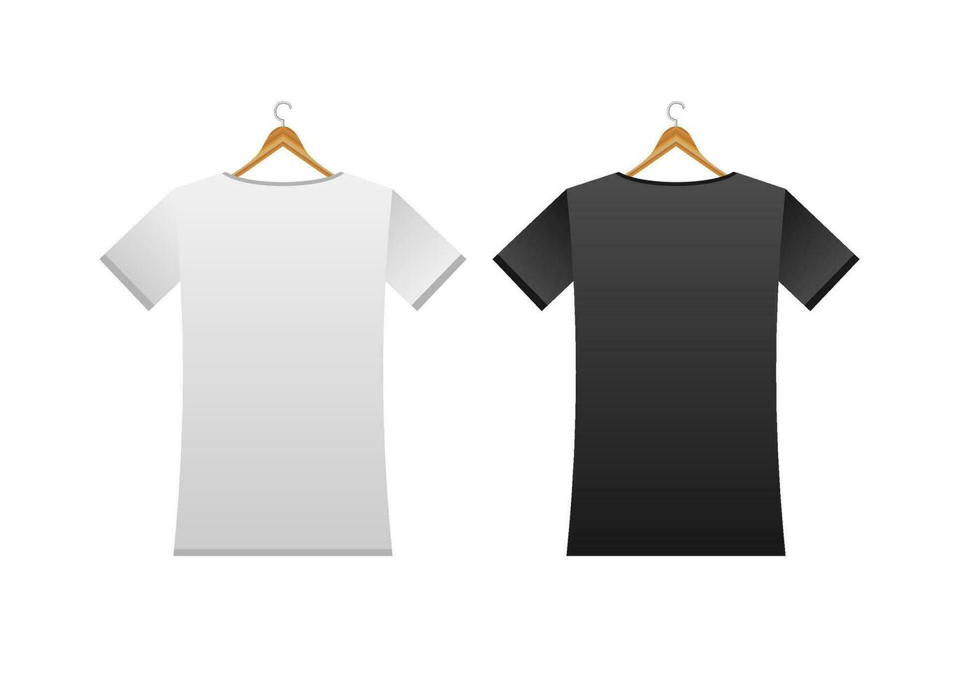 3d mock up with white on black tshirt on white background. Vector illustration.