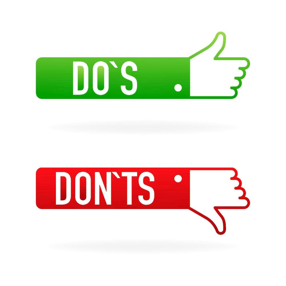 check marks ui button with dos and donts. flat simple style trend modern red and green checkmark. vector