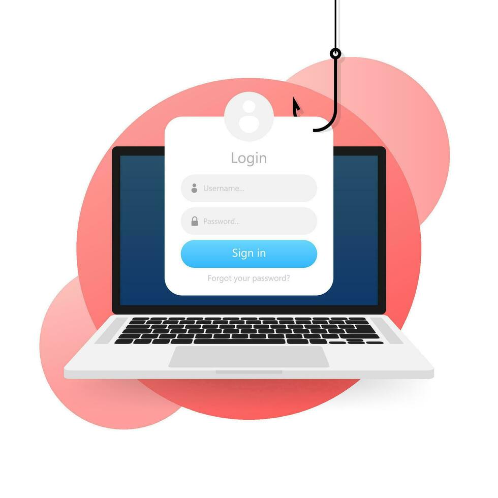 Phishing scam, hacker attack. Computer hack concept. Cyber security concept. Message icon vector