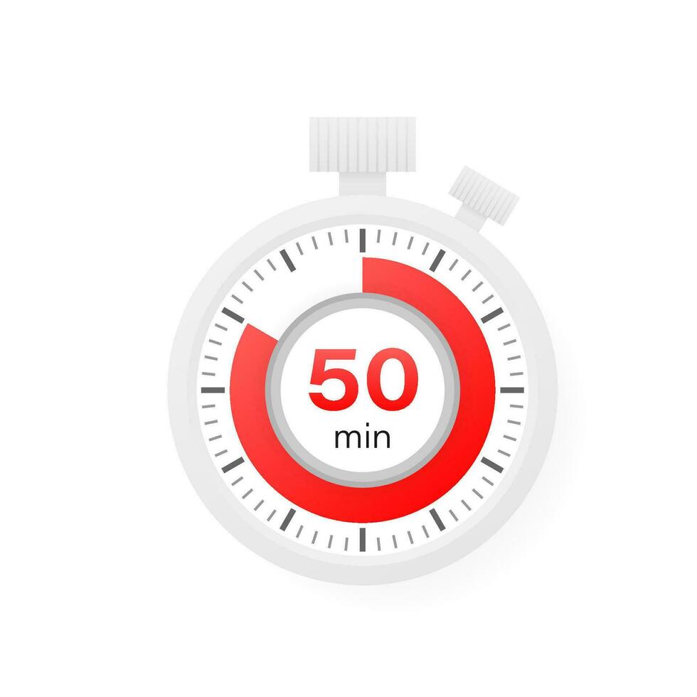 The 50 minutes timer. Stopwatch icon in flat style. vector