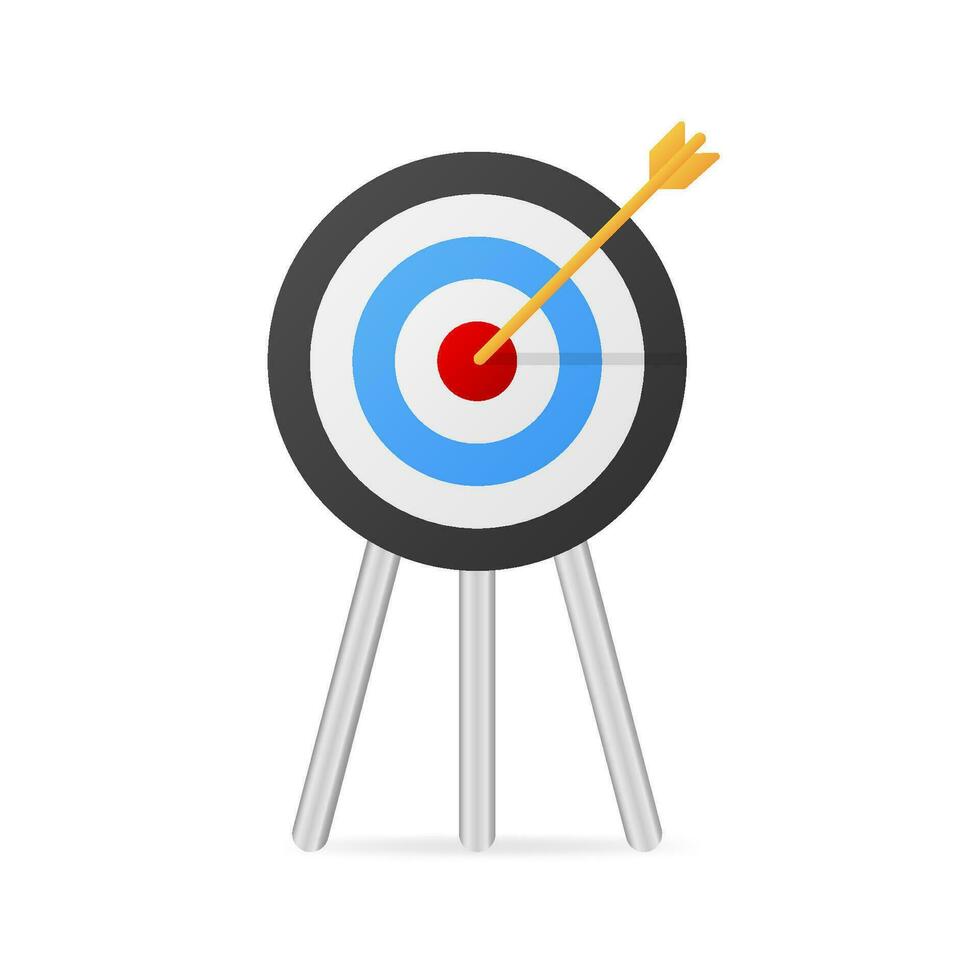 Target with an arrow flat icon concept market goal picture image on blue background. Vector illustration.