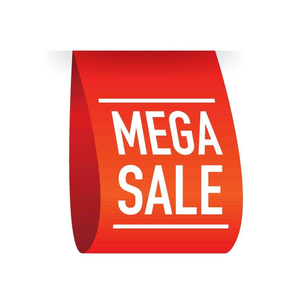 Vintage icon with red sticker mega sale on white background for banner design. Vector illustration.