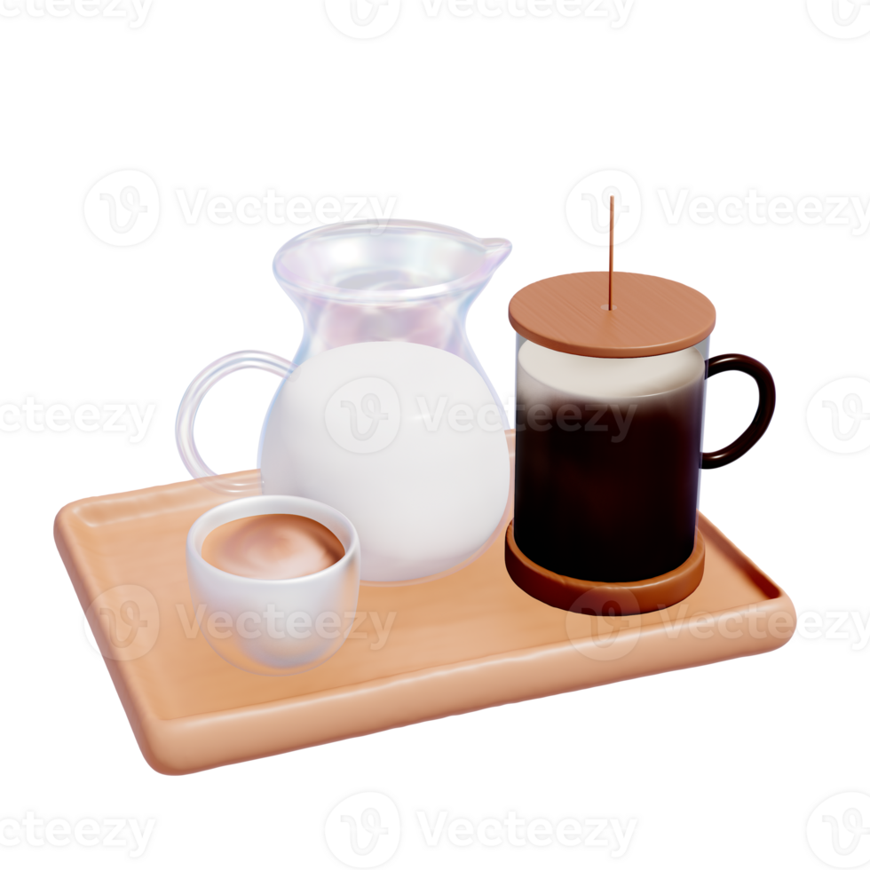 3d realistic coffee shop drink and objects illustration Pro PNG