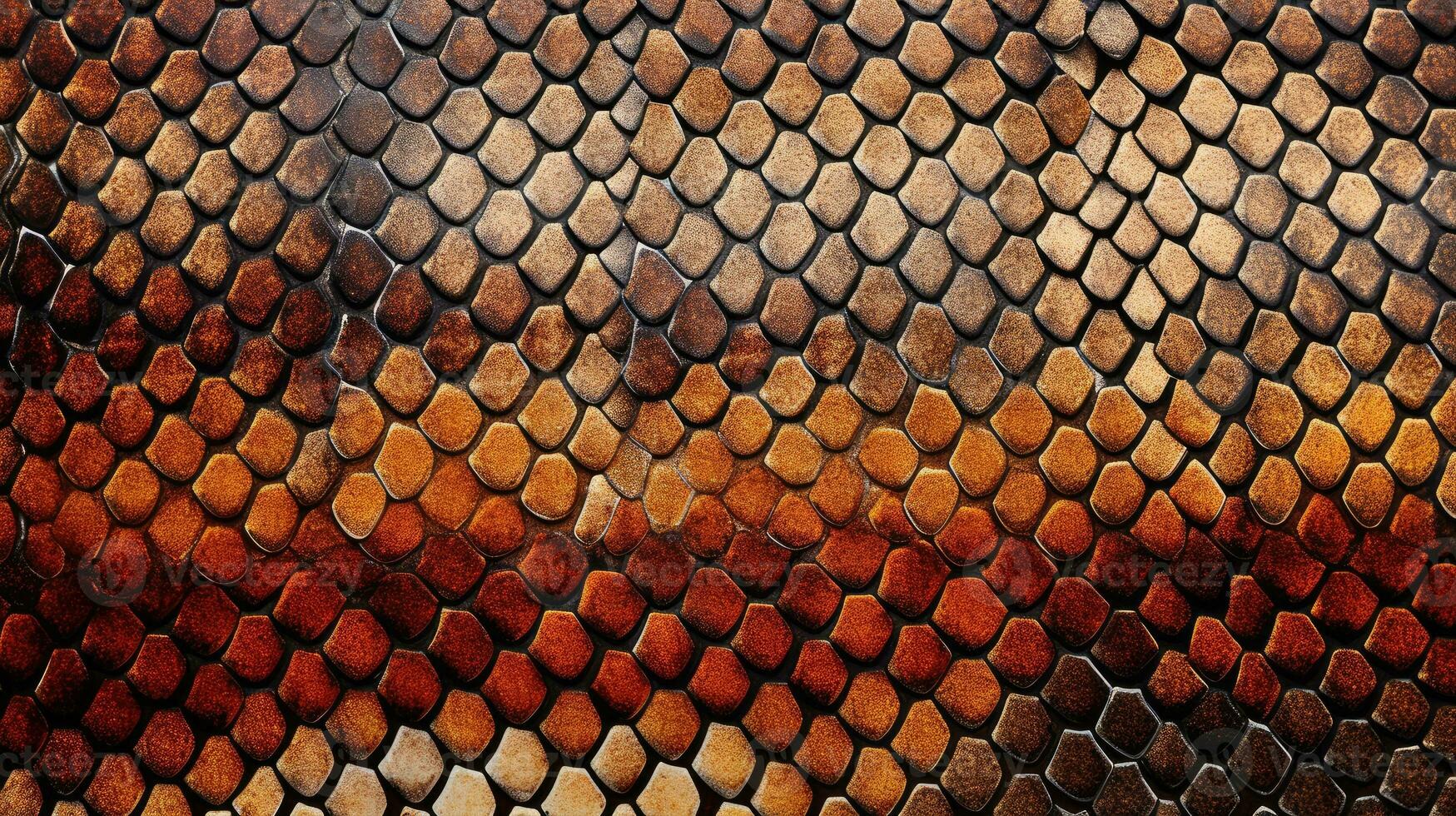 Bbackground of the golden skin of a snake, alligator. Dragon scale texture. AI photo