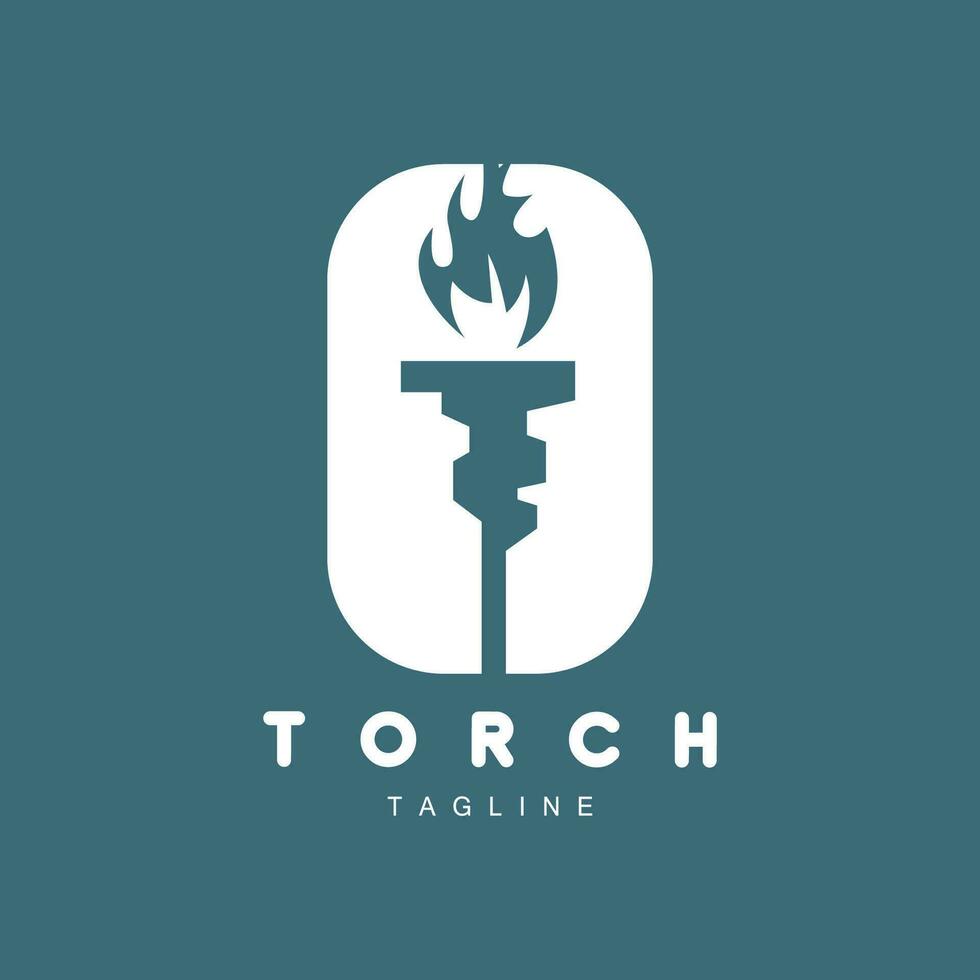 Torch Flame Logo Simple Vector Design Retro Illustrator Template