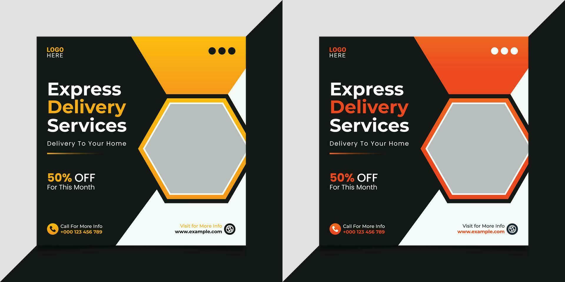 Express delivery service Social media post vector template.