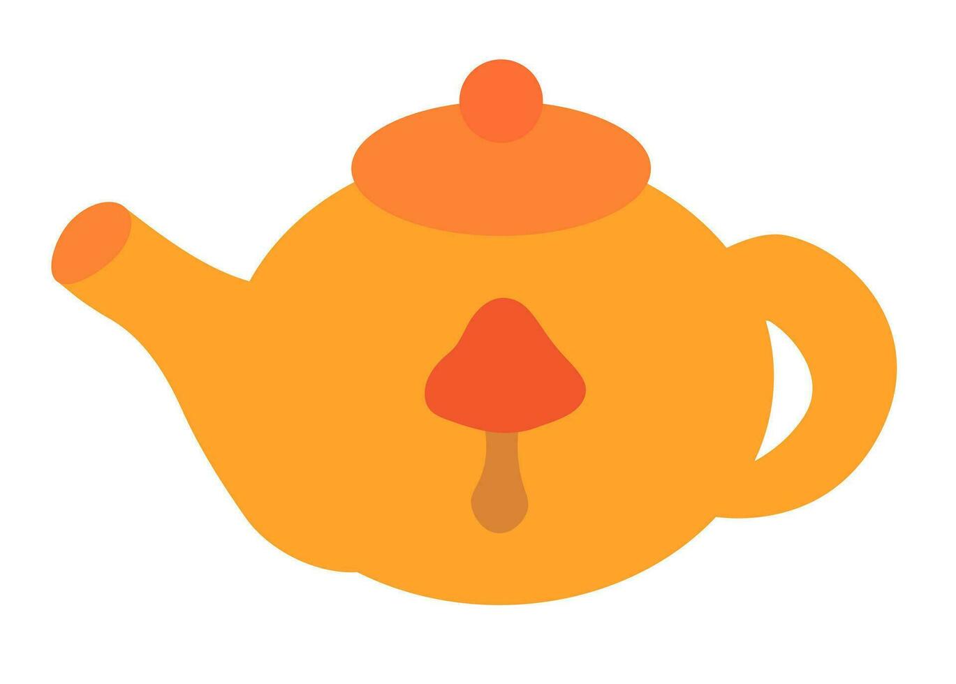 Orange teapot. Vector flat illustration of cute fall item. Autumn decor concept.