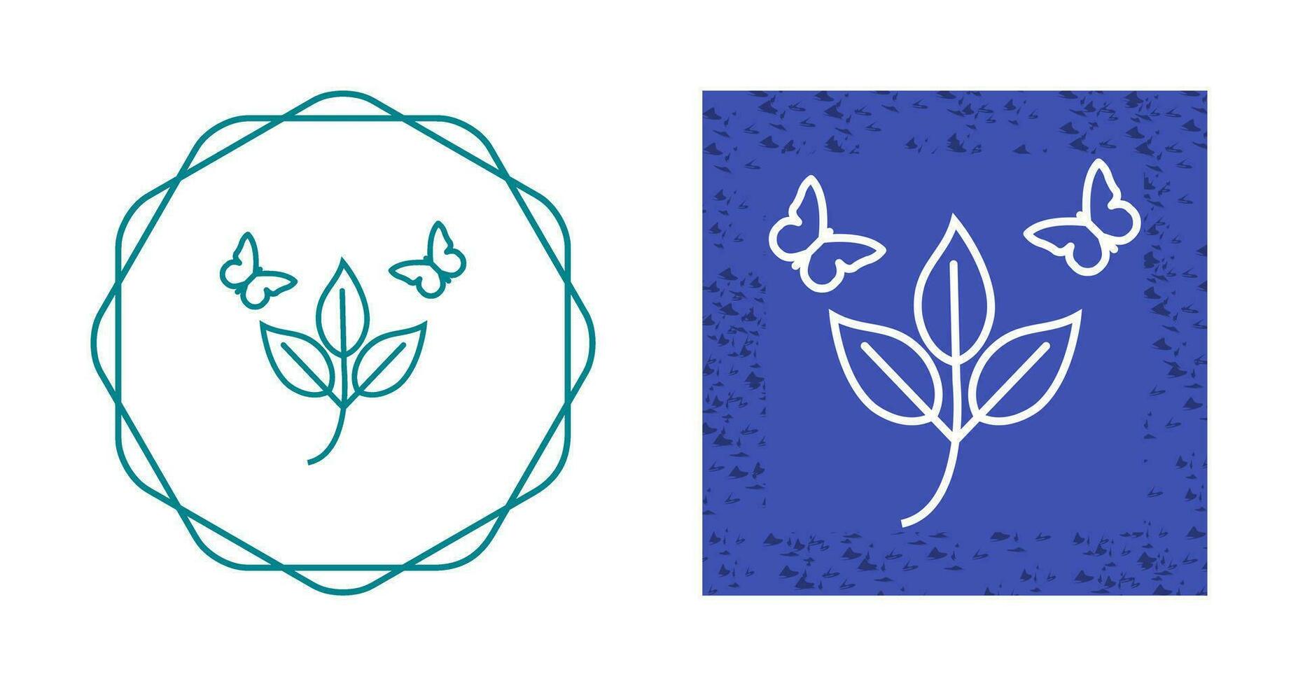 Butterflies over Plants Vector Icon