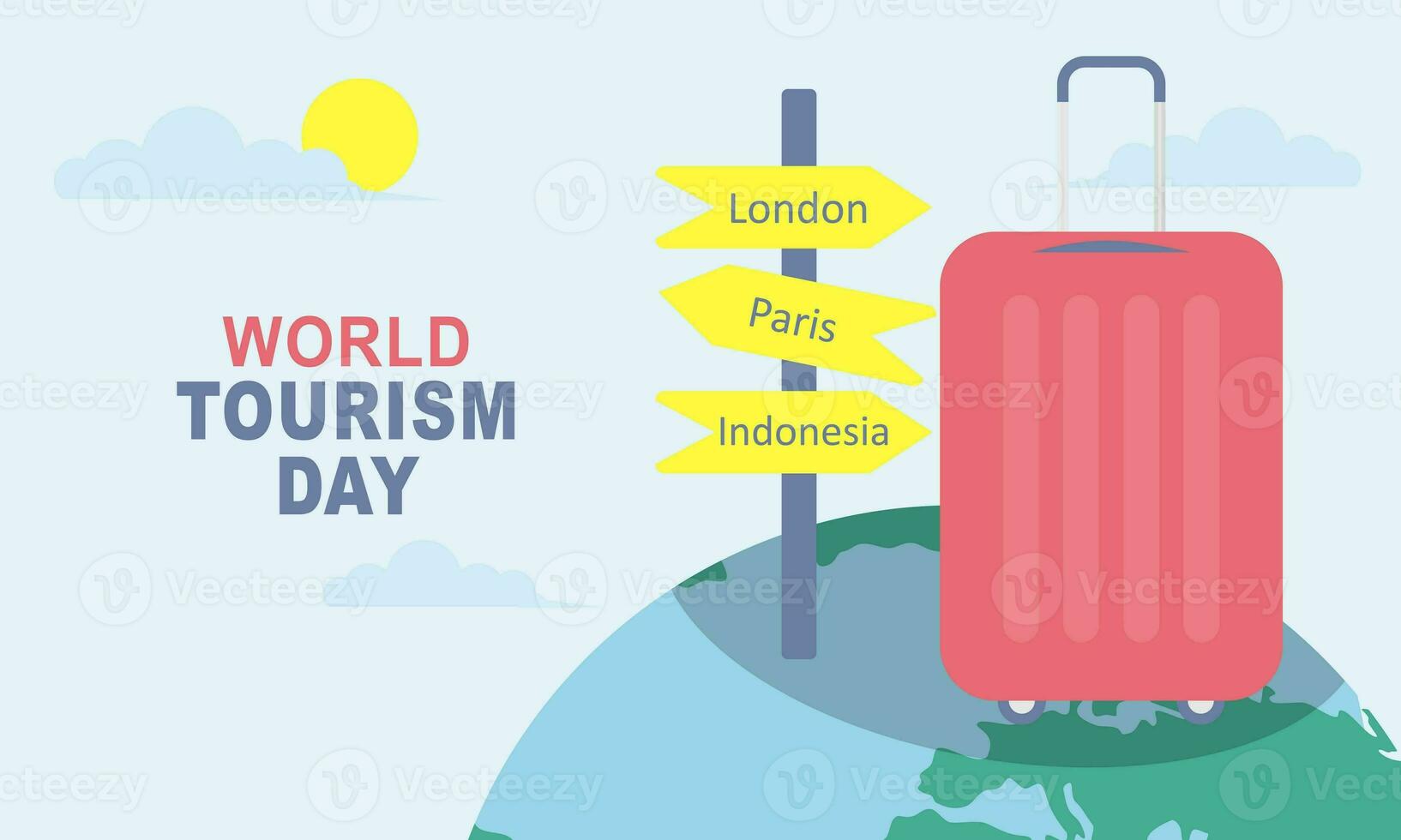 Flat background for world tourism day celebration photo