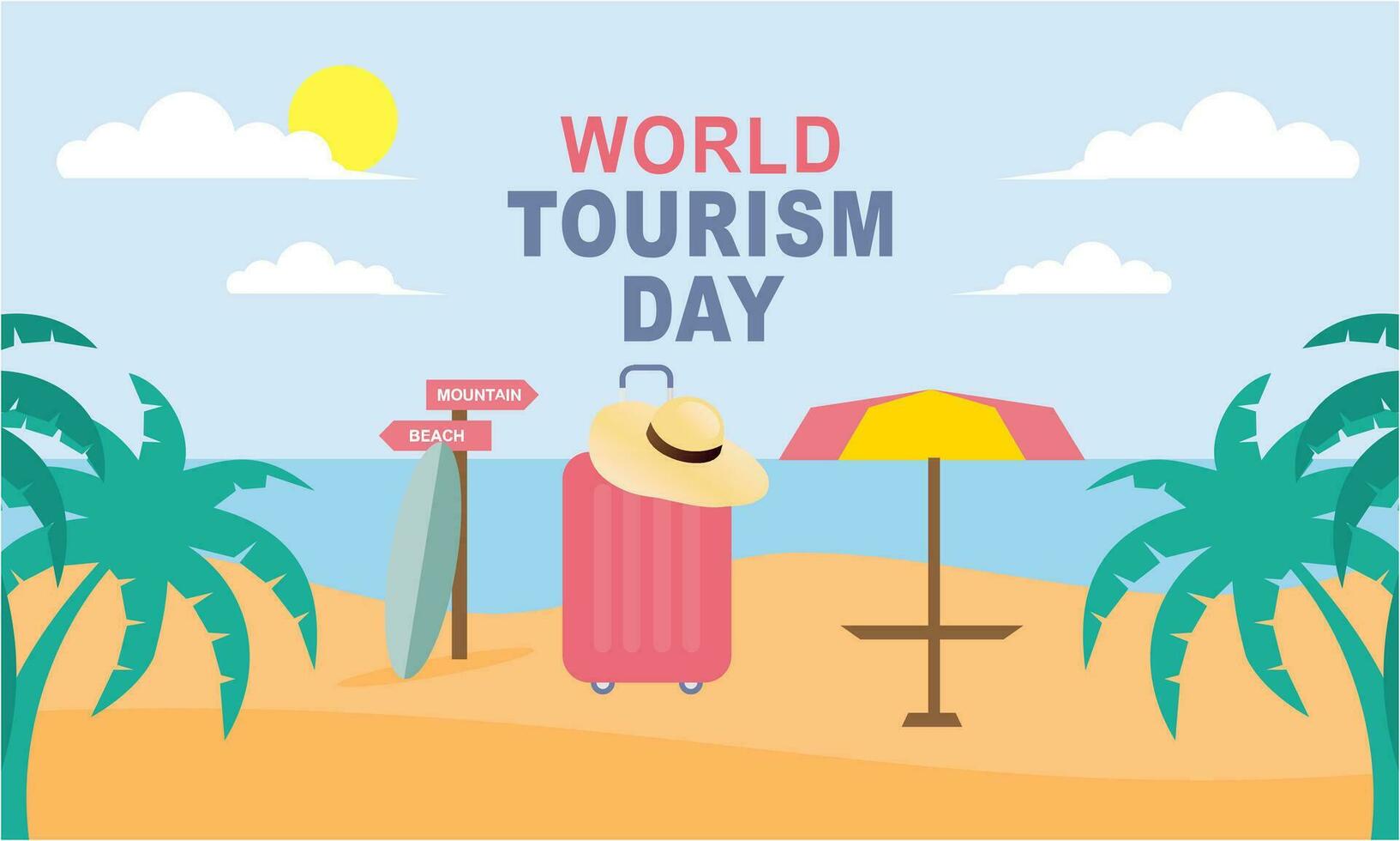 Flat background for world tourism day celebration vector